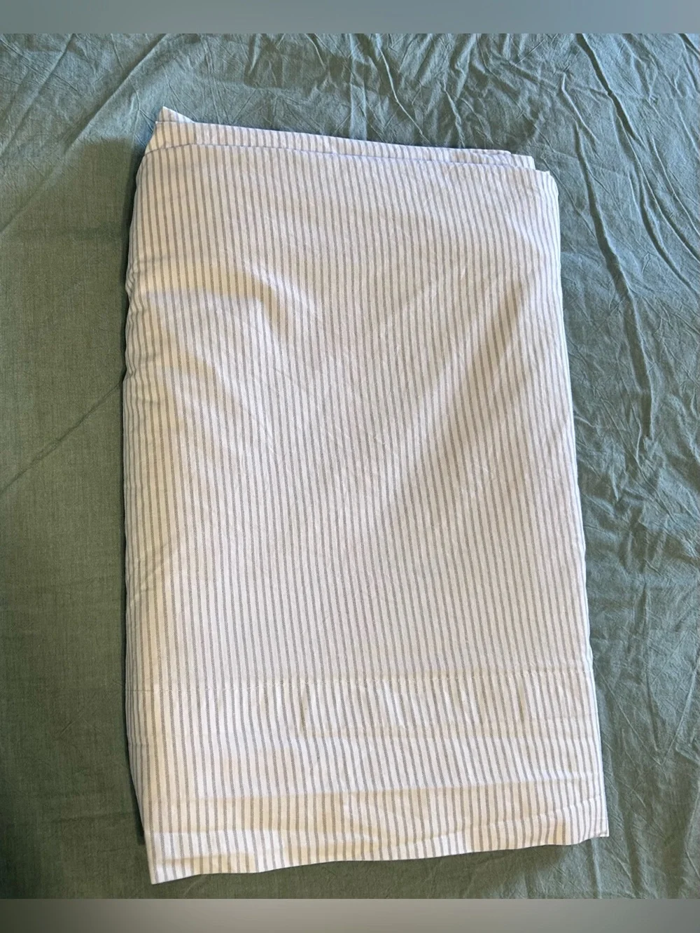 Ralph Lauren Home Gray White Striped Full Double Flat Sheet Cotton Classic